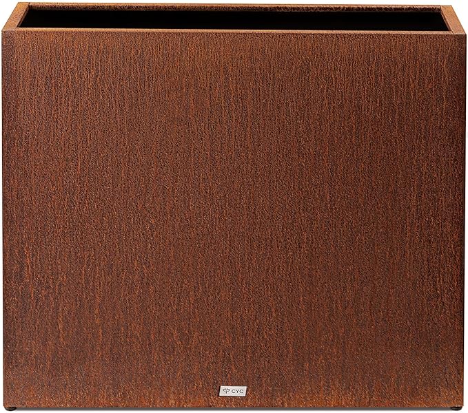CYC Large Pre-Rusted Corten Steel Planter Box Outdoor, 30" H x 34" W x 10" D,Tall Rectangular Metal Planters with Grow Bag,Naturally Rusting Steel Flower Pot,Rustic Décor for Patio,Garden,Deck