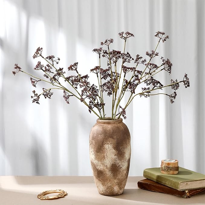 6 Pcs Dusty Plum Berry Stems Faux Eucalyptus Seed Artificial Branches Faux Berry Spray Picks for Valentine's Day Home Vase Farmhouse Garden Wedding DIY Decorations(Plum)