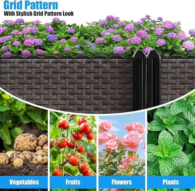 Large Raised Planter Box Outdoor Self Watering 94.4"x15.7"x19.7", Deep Raised Garden Bed - Elevated Garden Box with Drainage Plug, Rectangular Garden Planter Perfect for Patio Balcony Deck