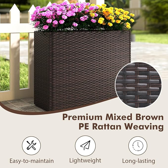 HAPPYGRILL 24" Tall Raised Garden Bed, All-Weather Elevated Planter Box with Removable Liner, Indoor Outdoor Decorative Garden Planter for Front Porch Patio Backyard Balcony (1)