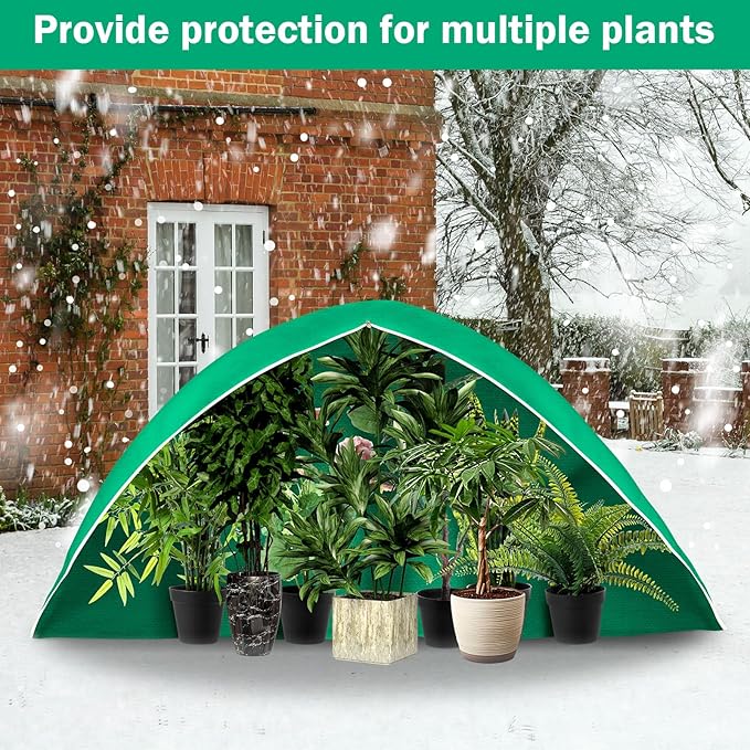 Vincreem 1 Pcs 10 x 10 ft Plant Covers Freeze Protection Extra Large Frost Cloth Plant Covers with Zipper Drawstring Winter Cold Weather Frost Blankets for Outdoor Palm Fruit Tree and Shrubs (Green)
