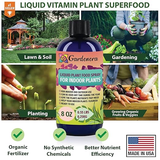 Gardenera Professional Mango Tree Organic Superfood Spray Mist for Home Gardening | Micro-Fungi Enriched Fertilizer Mist for Healthy Leaves & Growth | 18 Vitamins & Minerals for Mango Trees - 8oz