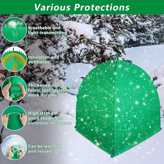 2 PACK Winter Plant Covers Freeze Protection Shrub Covers for Winter Frost Protection for Plants in Winter Warm Plant Tent Protecting Fruit Potted Plants Tree From Freezing Animals Eating (28x28x33)