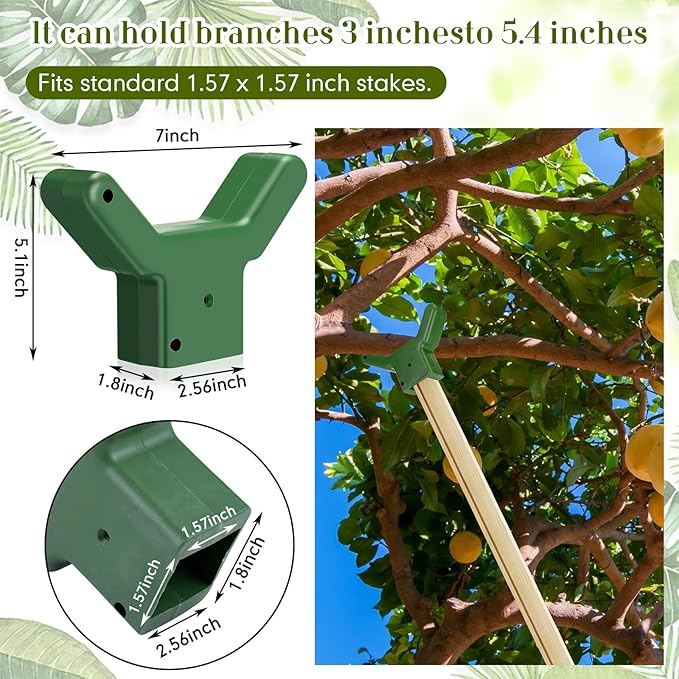 Yungyan 16 Pcs Tree Support, Plastic Fruit Branch Support Device Tree Brace Prevent Them from Breaking for Vineyards Ornamental Gardens Orchards Fits on Standard 1.57 x 1.57 Inch Lumber (Green)