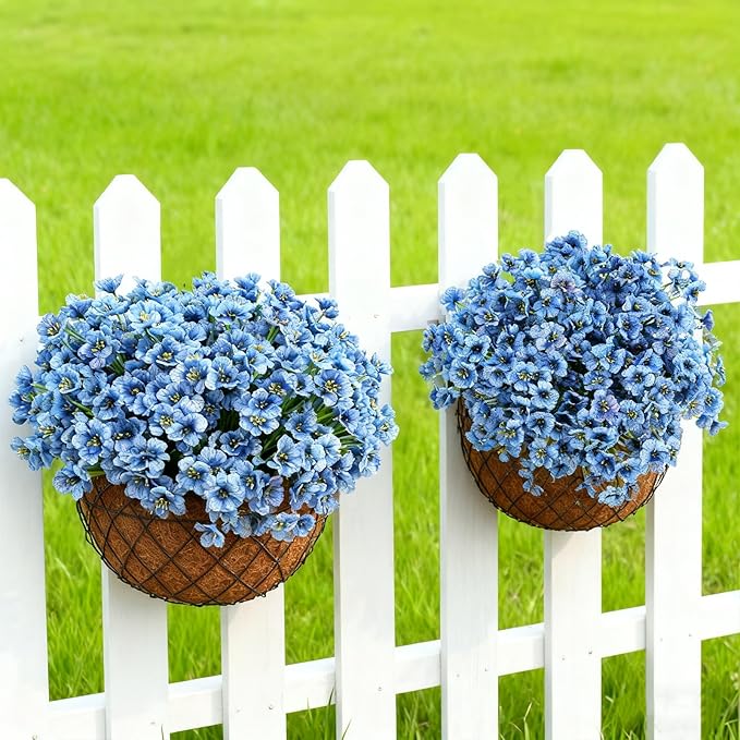 Stymedeca Artificial Flowers for Outdoor Faux Plants for Spring Summer Decoration, UV Resistant Realistic Silk Plastic Fake Flowers Garden Porch Patio Balcony Yard Front Home Decor, 24 Bundles