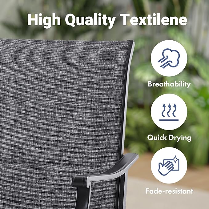 Soohow Swivel Outdoor Dining Chairs Set of 6, Patio Swivel Dining Chair with Textilene Fabric, Outdoor Metal Armchair All Weather Resistant, Ergonomic Comfort, Perfect for Patio, Backyard, Balcony