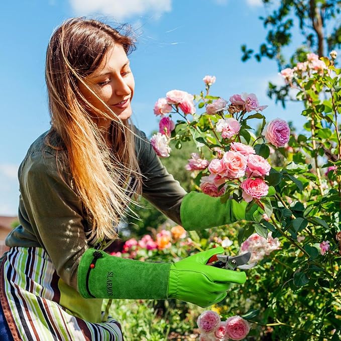 SLARMOR Long Gardening-Gloves Women/Men-Thorn proof Rose Pruning Heavy Duty Gauntlet, Best Garden Gifts for Gardener-L