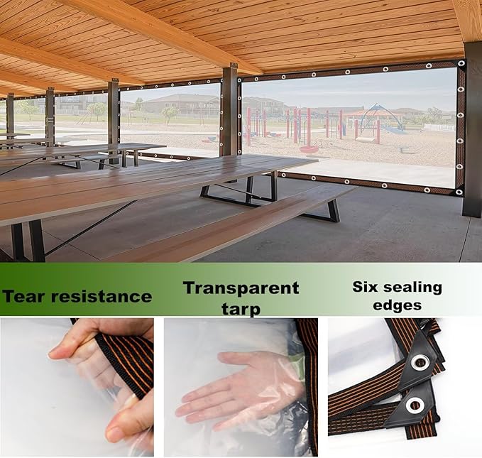 4.7Mil Clear Tarp Waterproof with Grommets,3x6ft Lightweight Transparent Vinyl Tarpaulin for Dustproof, Garden Fence, Plant Cover, Patio Chicken Coop