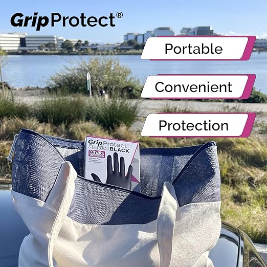 GripProtect® Precise Black Nitrile Gloves | Exam | 4 Mil | Chemo-Rated | Food, Home, Hospital, Law Enforcement, Tattoo | (One Size Fits Most - LG, 50)