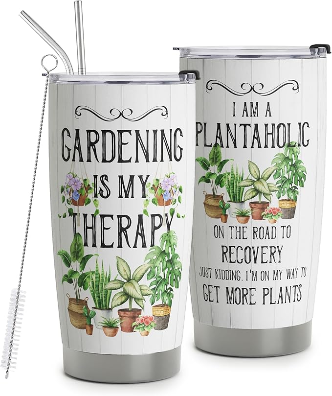 HOMISBES Gardening Gifts for Women, Funny Gardener Gifts Travel Mug, Plant Lady Tumblers 20oz