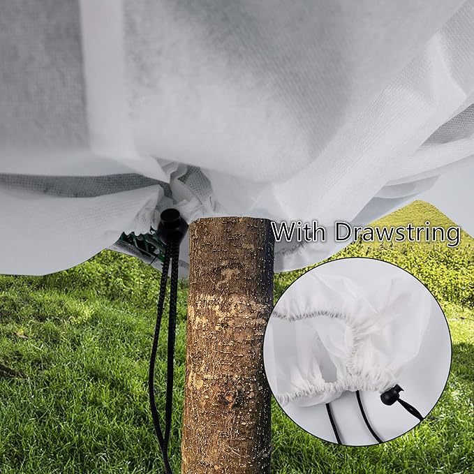 Cthenqeeu Plant Covers Freeze Protection - Shrub Cover, Winter Tree Cover with Drawstring for Season Extension & Frost Protection, White (1 Pack, 84x72 in)