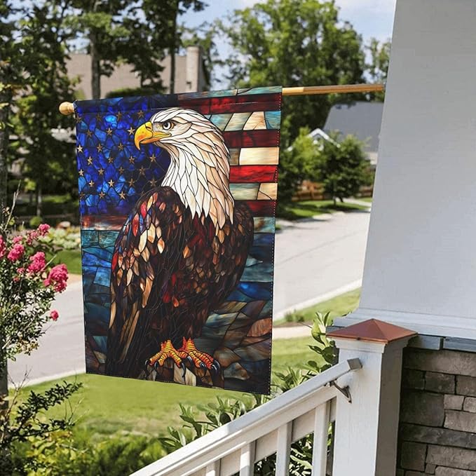 Glass Print Garden Flag 12x18 Inch Double Sided All-Weather Polyester Outdoor Flag For Patio Lawn Yard And Garden Welcome Decor