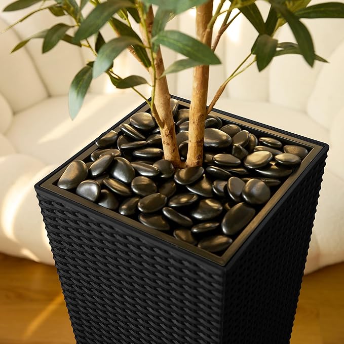 VeriNatural Artificial Olive Tree 5FT - Tall Faux Olive Trees with Natural Wood Trunk, Silk Leaves, Black Taper Planter & Pebbles, UV Resistant Fake Plants Indoor for Home Decor, Office,Outdoor,VN131