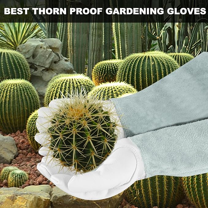 SLARMOR Long-Gardening-Gloves Women/Men-Thorn Proof Rose Pruning Heavy Duty Gauntlet-S