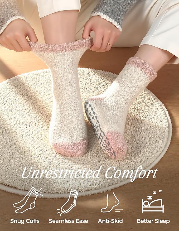 TEHOOK Warm & Cozy Valentines Gifts for Women, Fluffy Fuzzy Plush Sleeping Slipper Socks - Soft Warm Fabric