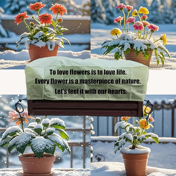 EJW Planter Cover, Plant Covers Freeze Protection,4 Pack 39.3"*17.7"*15.7" Planter Covers for Winter, Frost Cloths for Outdoor Plants, Raised Bed Covers for Winter.