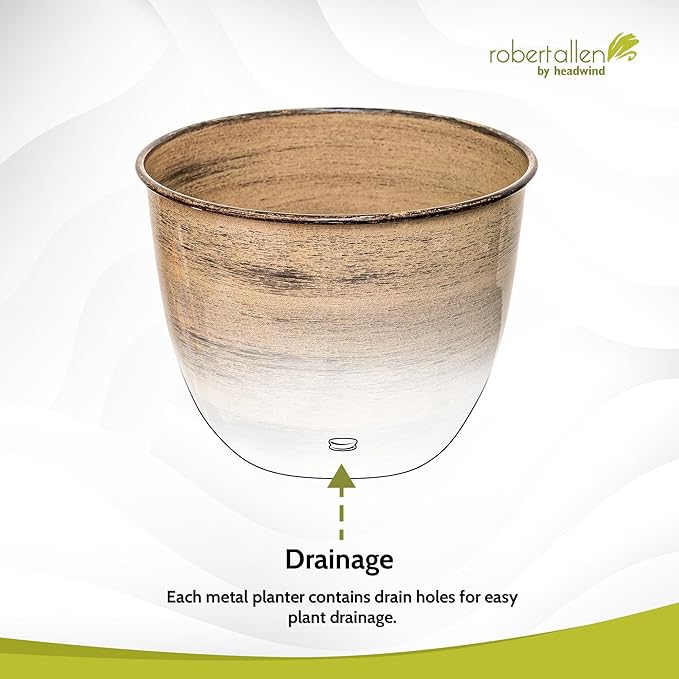 Headwind Glazed Ironstone Hamilton Collection Decorative Plant Pot – 14" Sandstone Beige Pot – Lightweight & Durable with Drainage Flower Pots for Indoor Plants & Outdoor Planter Use by Robert Allen
