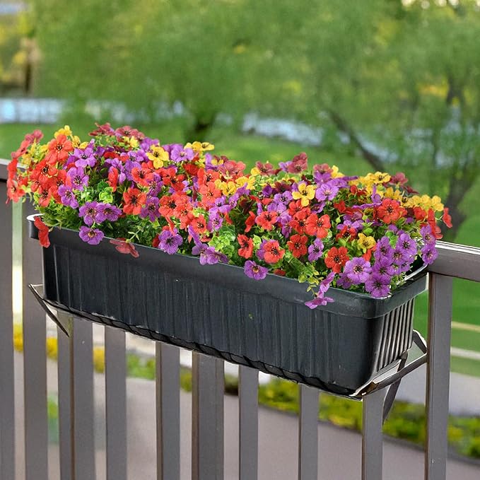 ZFProcess Artificial Flowers Faux Plants Outdoor Fake Flowers Spring Decor,12 Bundles Outdoor Flower Plastic Plant Colorful Daisy UV Resistant for Porch Patio Yard Garden Pot Planters
