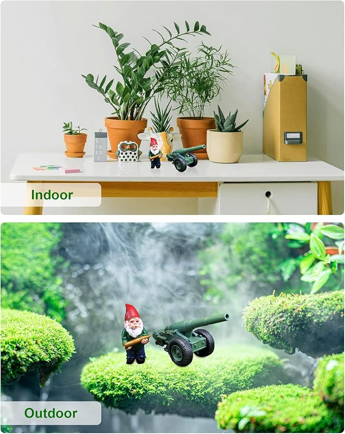 Military Garden Gnome Statue with Cannonball and Cannon Cart, Funny Tactical Gnome Decorations Figurine Ornament for Indoor Outdoor Lawn Statue Patio Yard, Halloween Christmas Thanksgiving Gifts