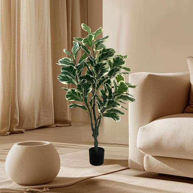 XBrand 47.2-Inches Artificial Ficus Tree in Pot for Indoor Outdoor Home Office Store, Great Housewarming Gift