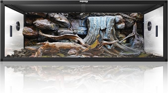 Phailozoo 85 Gallon Reptile Tank, Front Opening Snake Tank for Easy Maintenance, Reptile Enclosure with Top Screen Ventilation 48''x24''x18''