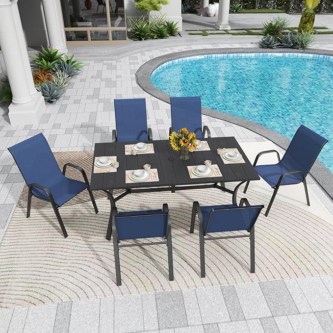Patio Chairs Set of 4, Stackable Outdoor Dining Chairs for All Weather Textilene Fabric & Metal Frame, Outdoor Chairs Set for Backyard Deck Garden