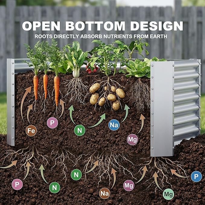 AHEONLAR 3 Pack 4×2×2ft Galvanized Raised Garden Beds, Rectangle Durable Planter Boxes Outdoor for Vegetables, Fruits, Flowers and Plants, Quick Assembly, Silver