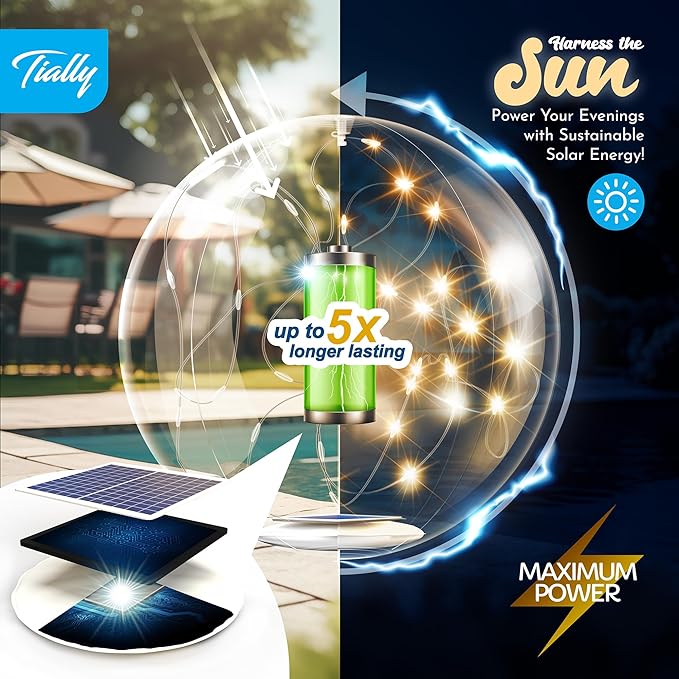 TIALLY Fairy Floating Pool Lights Solar Powered - 14" Inflatable Glow Balls for Pool, Solar Floating Lights for Pool, Floating Solar Pool Lights for Inground Pools, Pool Decorations Outdoor (4 Pack)