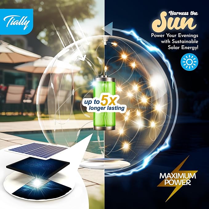 TIALLY Fairy Floating Pool Lights Solar Powered - 14" Inflatable Waterproof Led Glow Balls, Floating Light Up Balls for Swimming Pool Party Decorations, Cool Outdoor Decor (2 Pack)