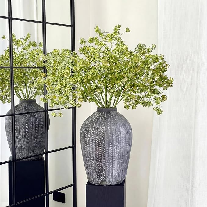 6 Pcs Green Faux Berry Stems Artificial Dusty Sedum Berry Stems Picks Branches Faux Spray for DIY Holiday Farmhouse Home Mantel Harvest Decorations (32 Inch)