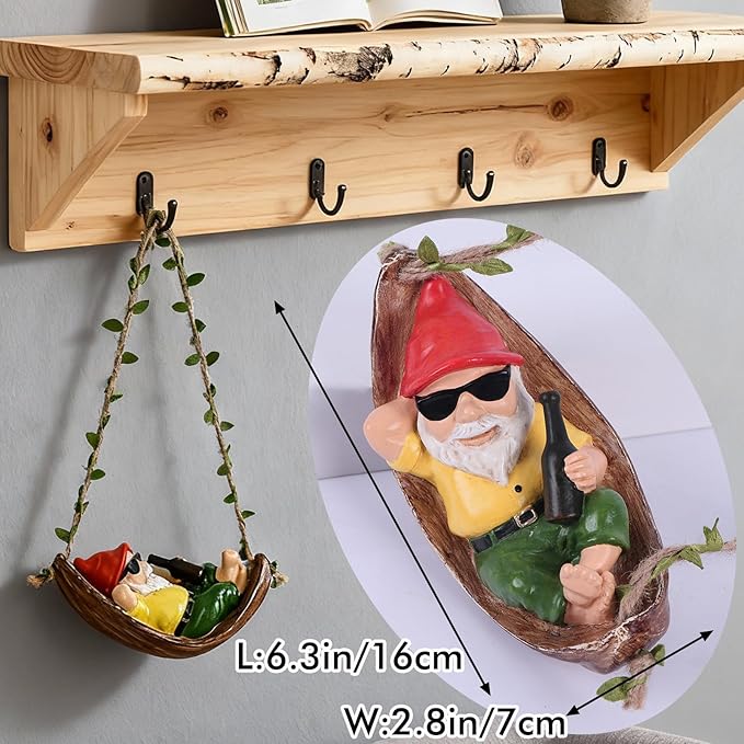Hanging Garden Gnome Statues Decor for Outdoor, Indoor Funny Gnome Decor, Hanging Garden Ornament for Yard, Tree, Patio, Balcony, Living Room - Gnome Gift for Home Outdoor Decoration