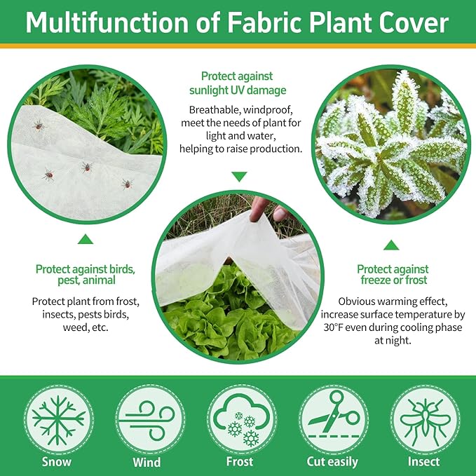 GUKULIVEL Plant Covers Freeze Protection, 10x50ft Green Frost Blanket for Winter, 1.23 oz/yd² Fabric, Premium Frost Protection Cover, Breathable Garden Row Covers for Outdoor Plants