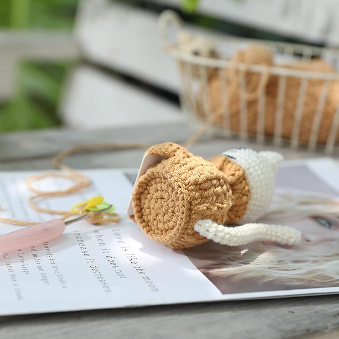 YOOJEE Positive Crochet Animals Cat – “You are Pawsome” Valentines Day Gifts for Him Her Boyfriend Girlfriend Women Teens, Emotional Support & Cheer Up Present, Teacher Appreciation, Birthday Gift