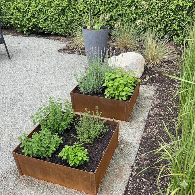 Edge Right - Raised Garden Bed Kit - COR-Ten Steel (14" COR-Ten Steel, 2 FT x 2 FT)