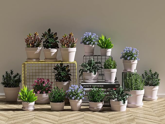 Fcacti 54 Pcs Small Mini Pink Clay Pots 2.1'' Terracotta Pot Clay Ceramic Pottery Planter Cactus Flower Pots Succulent Nursery Pots- Great for Window Boxes, Cactus, Plants, Crafts, Wedding Favors