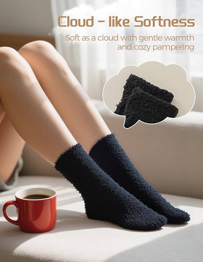 TEHOOK Warm & Cozy Valentines Gifts for Women, Fluffy Fuzzy Plush Sleeping Slipper Socks - Soft Warm Fabric