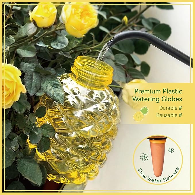 Extra Large Plant Watering Globes for Plants - 19oz Plant Watering Devices, Vacation Self Watering Globes with Slow Release, Indoor Plant Watering Bulbs, Plastic, 2-Pack(2 Strawberries)