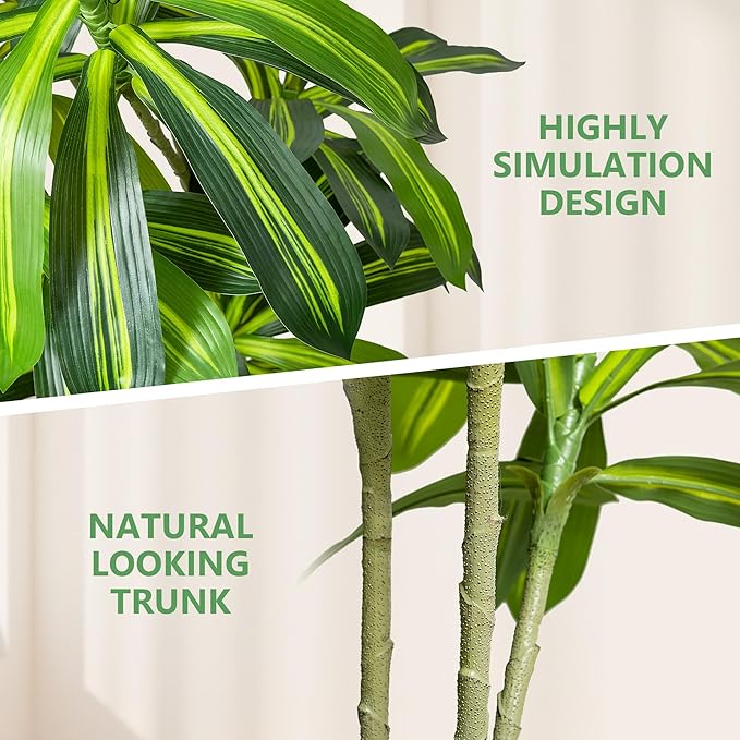 Artificial Dracaena Tree 5FT – Tall Artificial Indoor Tree, Large Indoor Plant for Living Room & Home Decor, Big Faux Floor Plant for Bedroom, Office, Apartment, Realistic Tree Decor Indoor