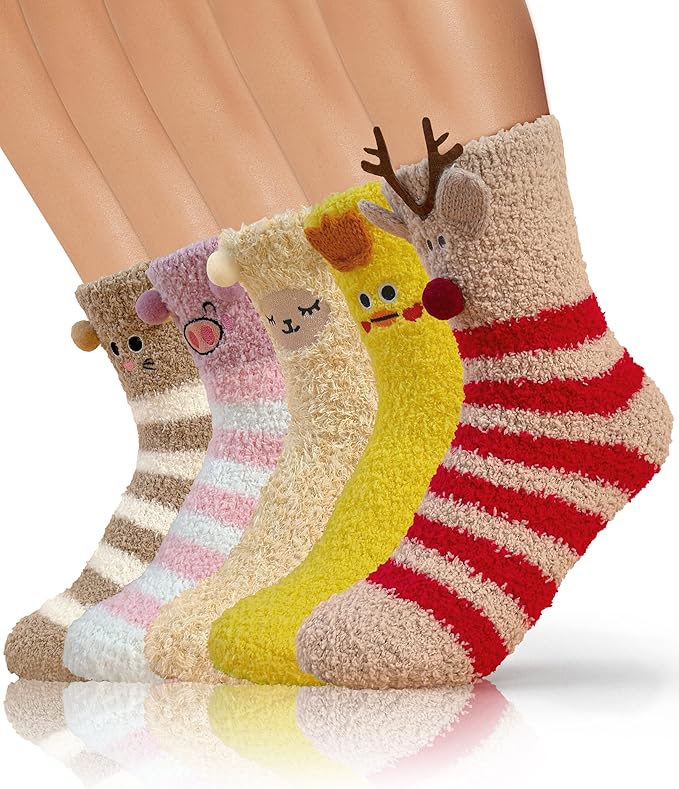 TEHOOK Warm & Cozy Valentines Gifts for Women, Fluffy Fuzzy Plush Sleeping Slipper Socks - Soft Warm Fabric
