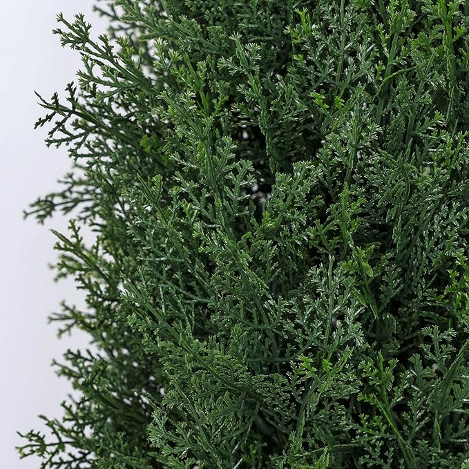 Artificial Cedar Topiary Trees, 5FT UV Resistant Topiary Trees Artificial Outdoors, Realistic Pre-Potted Faux Cypress Plants for Outdoor Porch, Home Entryway, and Garden Decor, Set of 2