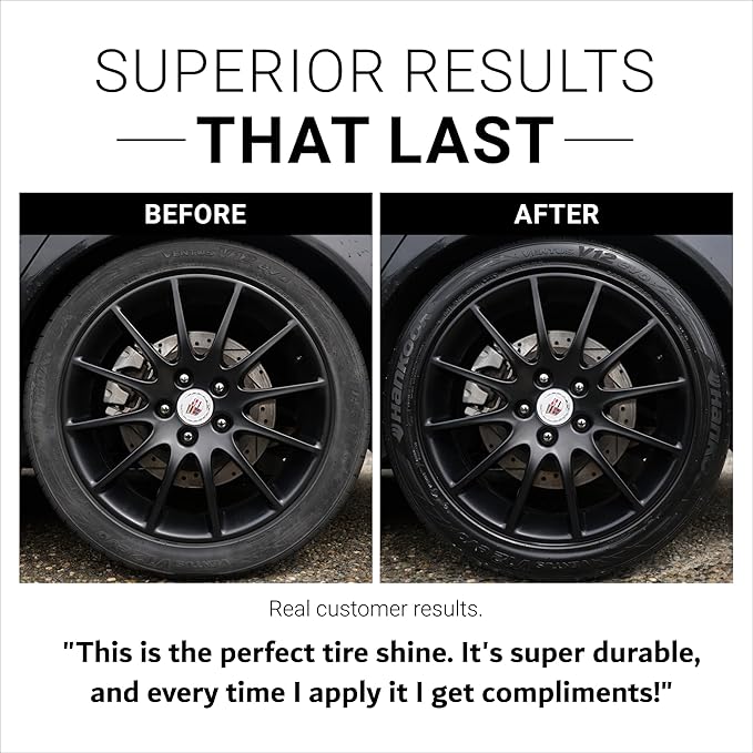 CAR GUYS Tire Shine Spray | The Perfect Shine | Durable and User Friendly Tire Dressing | Long Lasting UV Protection for Black Tires, Wheels, & Rubber | 18 Oz Kit with Applicator Pad
