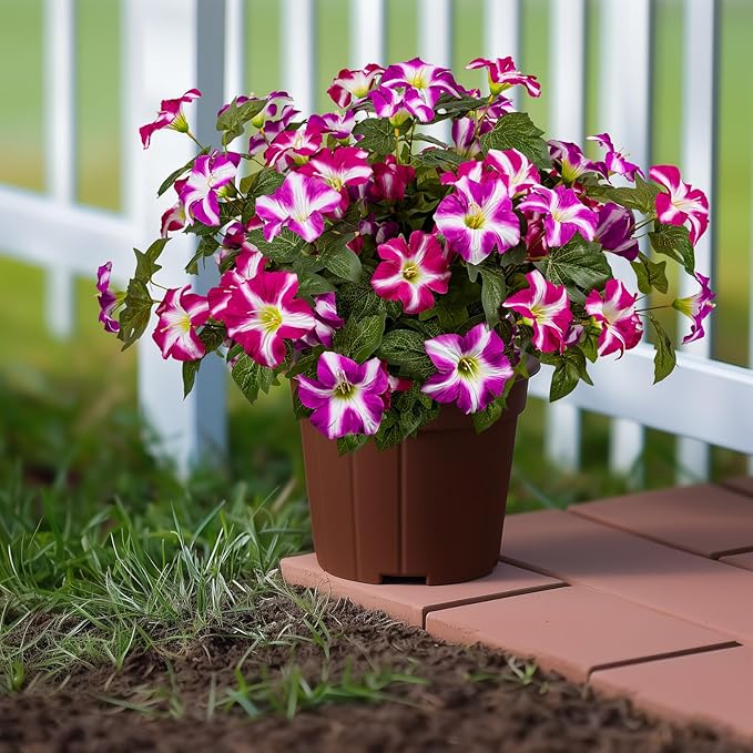 Brlita 19 Inch Artificial Flowers for Outdoor Indoor Garden Home Decoration,Faux Flower for Home Office Garden Patio Balcony 4 Bundles (Double Red Lotus)