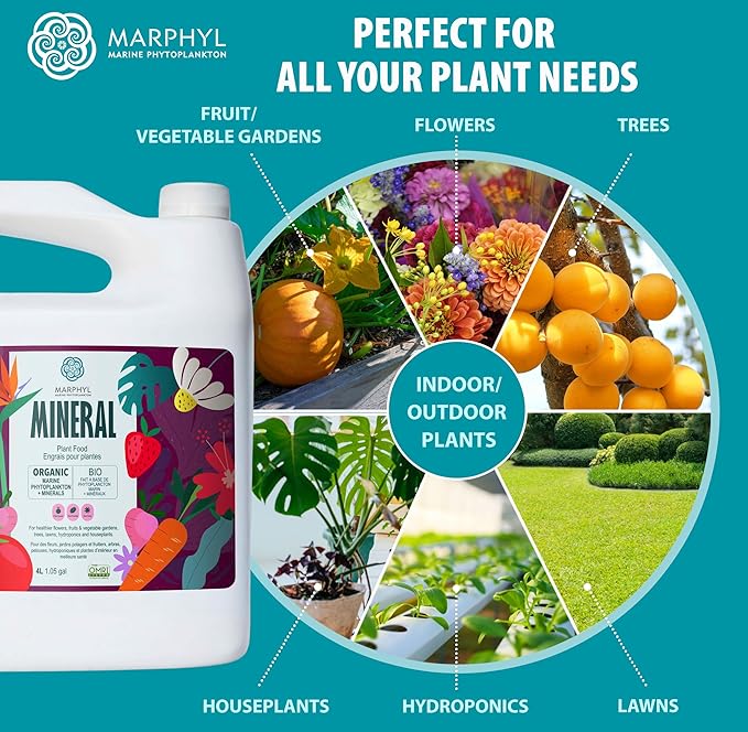 MARPHYL Organic Minerals Liquid Fertilizer, Rich Blend of Essential Minerals for Garden, Flowers, Vegetables, Succulents, Bamboo, Hydroponics 67.6 oz