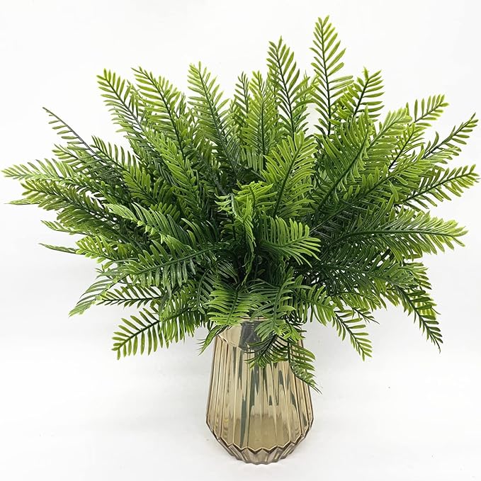 PASYOU Artificial Boston Fern Plants Decor, Fake Shrubs Greenery Leaves Plant Bamboo UV Resistant for Outdoors Indoor Hanging Planter Front Porch Garden Farmhouse Decoration 4 Pack