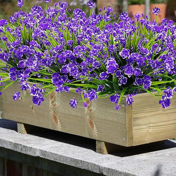 Grunyia 10 Bundles Artificial Daffodil Outdoors Flowers (Blue)