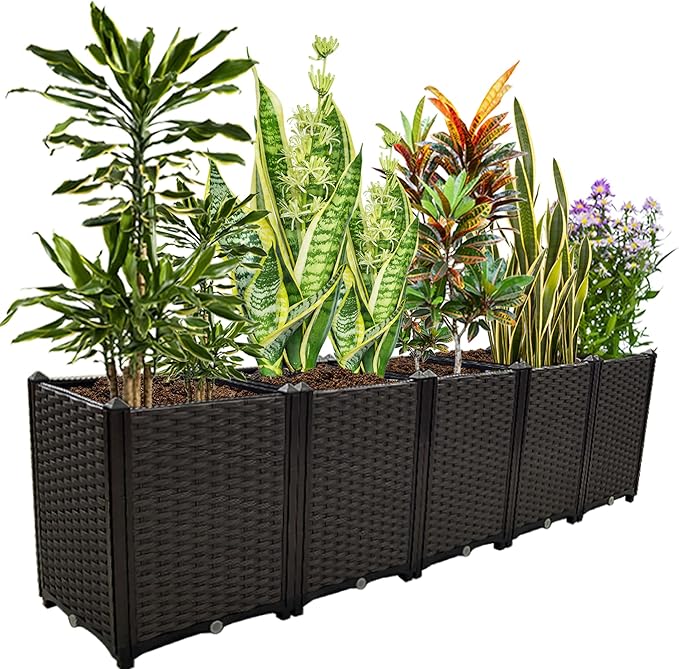 Souwuokoo Large Planters for Outdoor Plants Raised Garden Bed Elevated Rectangular Garden Box Kits for Gardening, Vegetables, Flowers and Herbs in Backyard Patio Balcony
