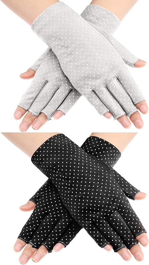 Maxdot Sun Gloves for Women UV Protection Fingerless Non Slip Sunscreen Driving Gloves for Summer Outdoor
