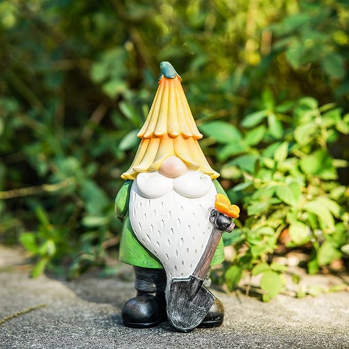 TZSSP Garden Statue Outdoor Gnome Hand-painted Statuary Farming Statue for Patio & Garden, Unique Lawn Ornament, Housewarming Gift Idea