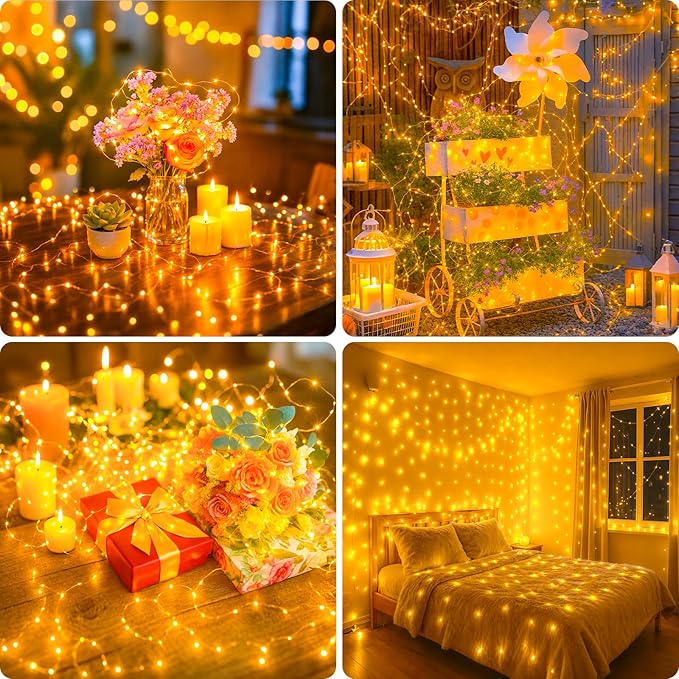 litogo 3 Pack Fairy Lights Battery Operated with Timer, 33FT 100LED USB-C Twinkle String Lights - 8 Modes Dimmable for Indoor Bedroom Centerpiece Wedding Classroom Dorm Christmas Decorations