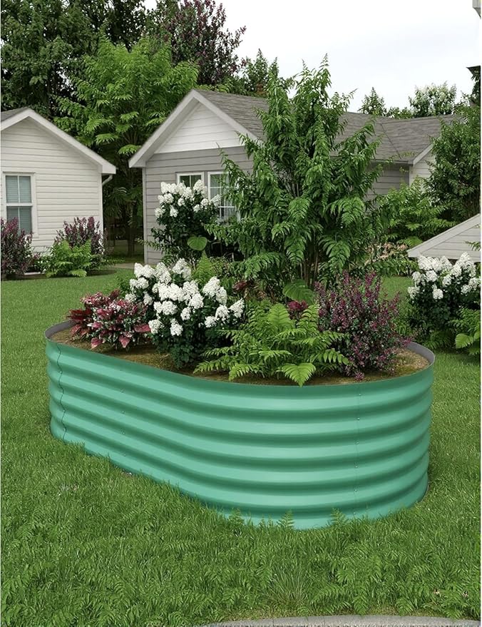 8x4x1.5ft Galvanized Raised Garden Bed, Durable Outdoor Planter Box, Spacious Raised Bed Ideal for Growing Vegetables, Fruits, and Flowers, Easy Assembly, Green